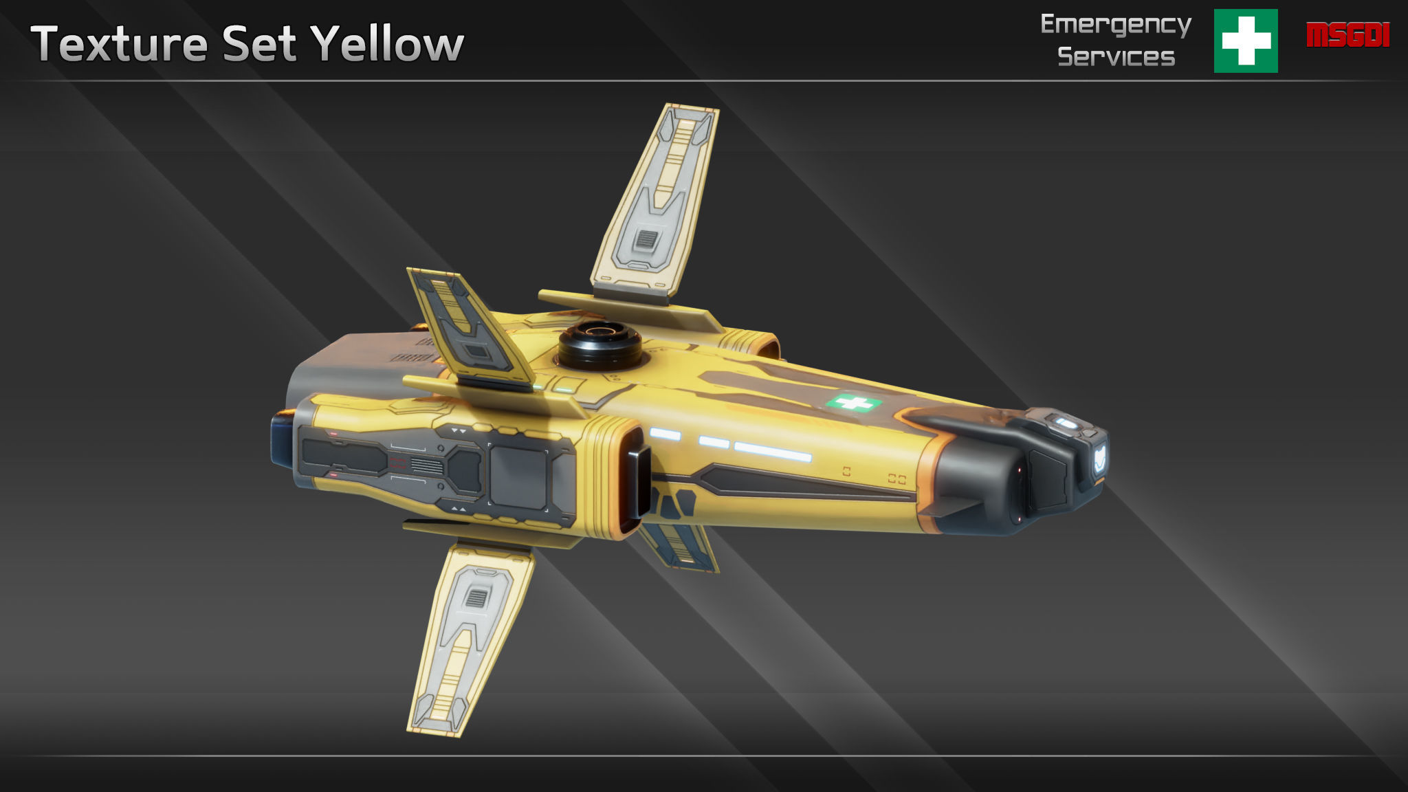 Spaceship ES12 Ambulance Ship Low-poly 3D model_11