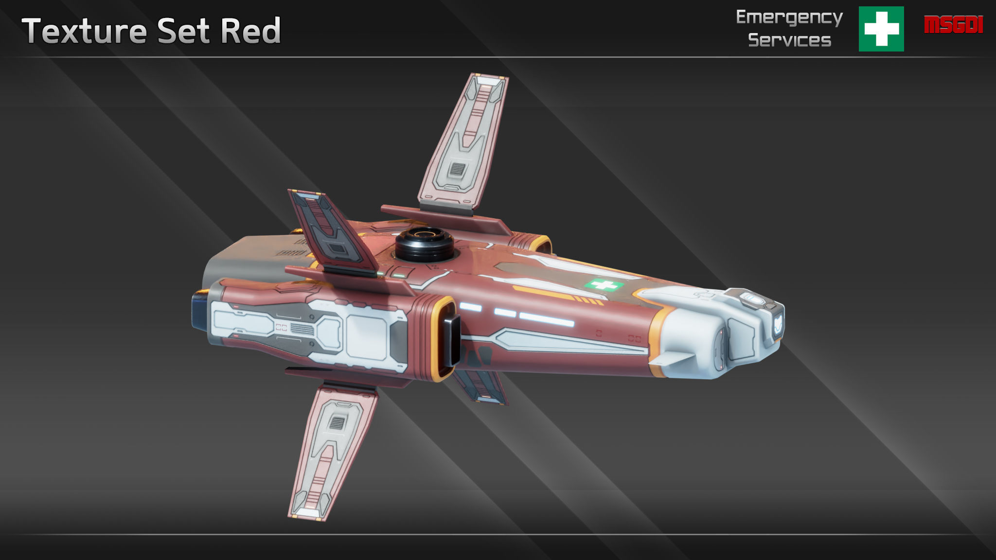 Spaceship ES12 Ambulance Ship Low-poly 3D model_9