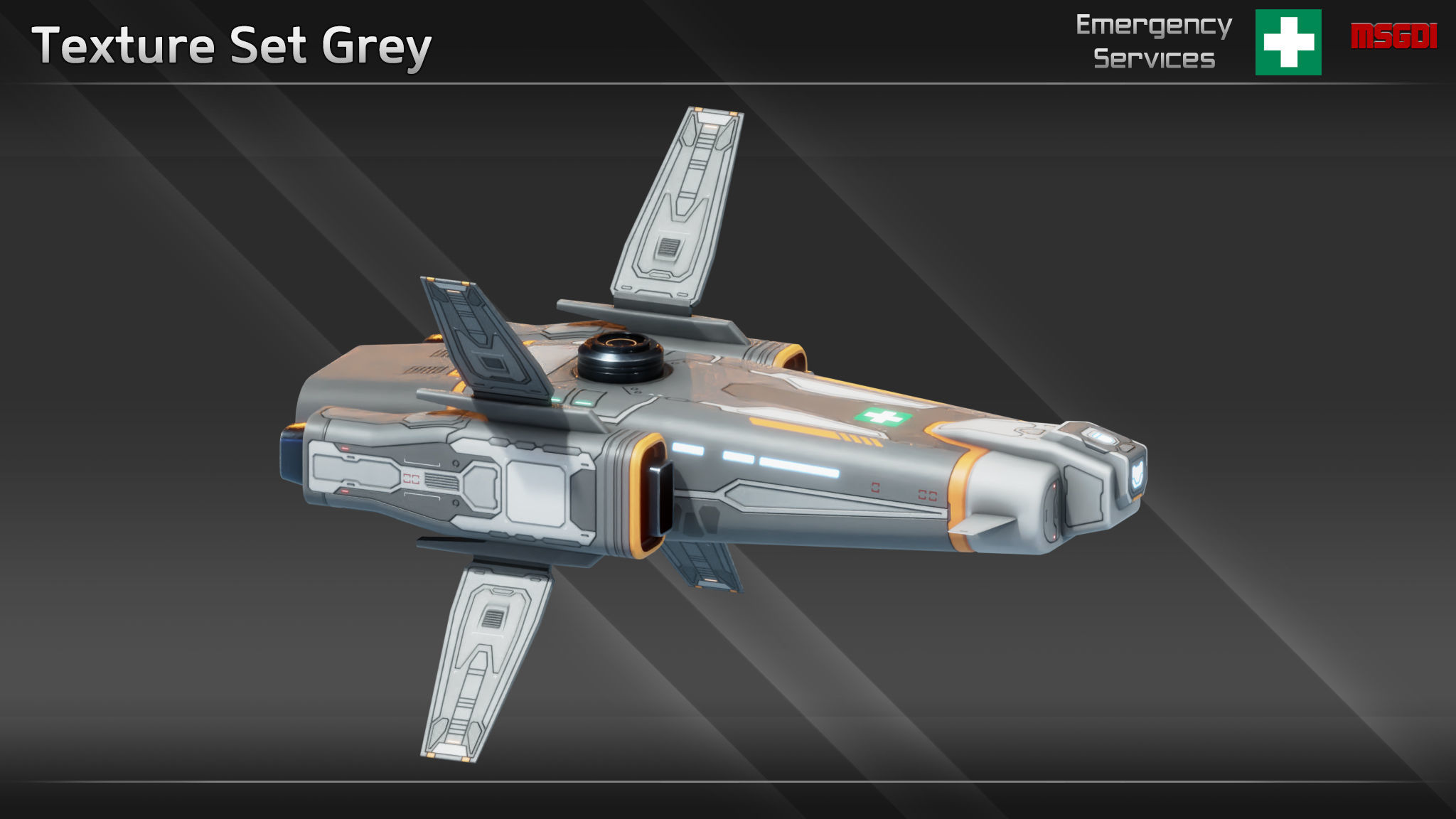 Spaceship ES12 Ambulance Ship Low-poly 3D model_8