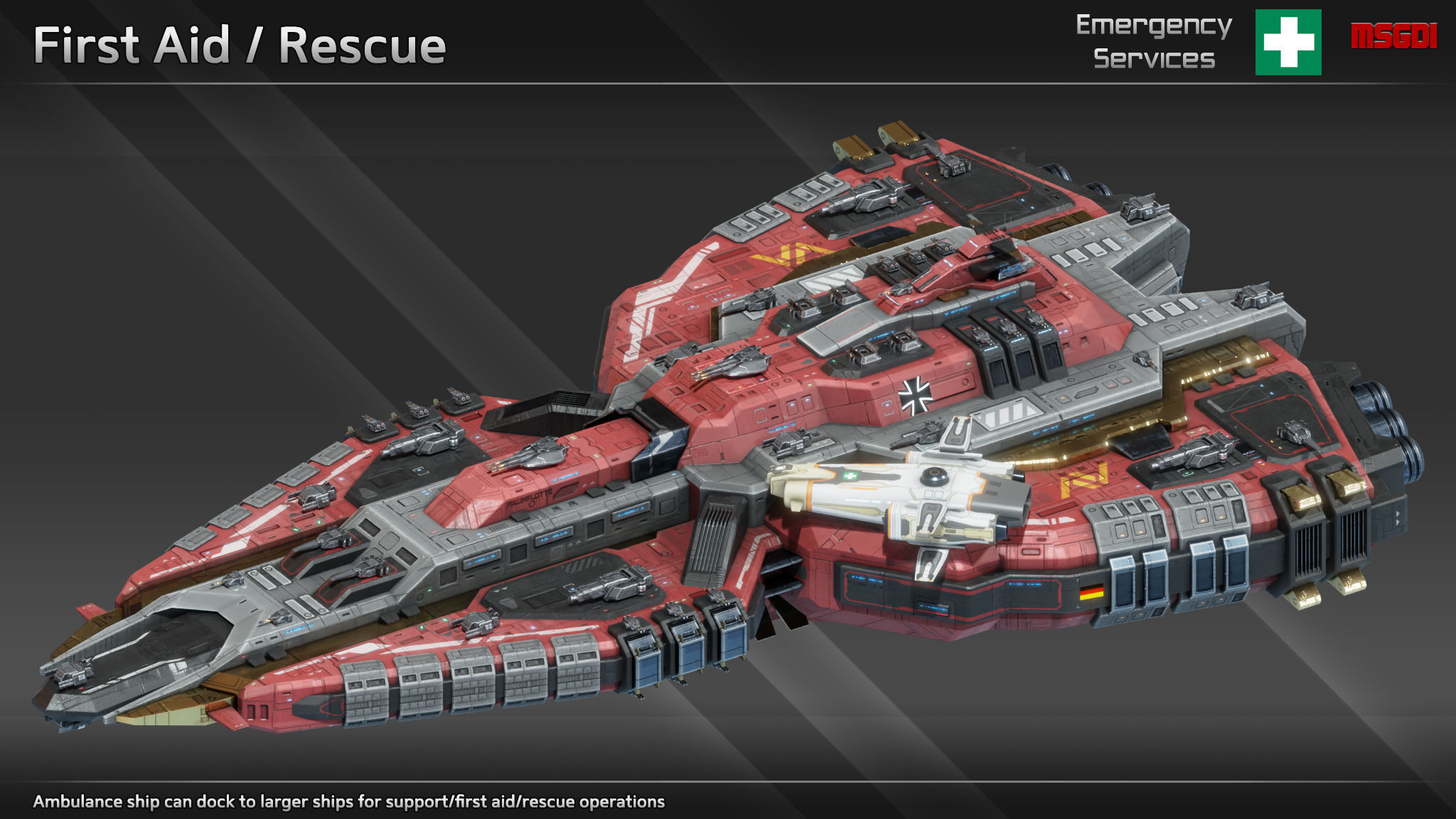 Spaceship ES12 Ambulance Ship Low-poly 3D model_2