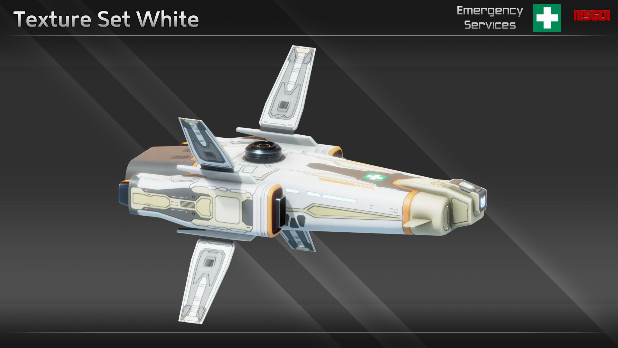 Spaceship ES12 Ambulance Ship Low-poly 3D model_10