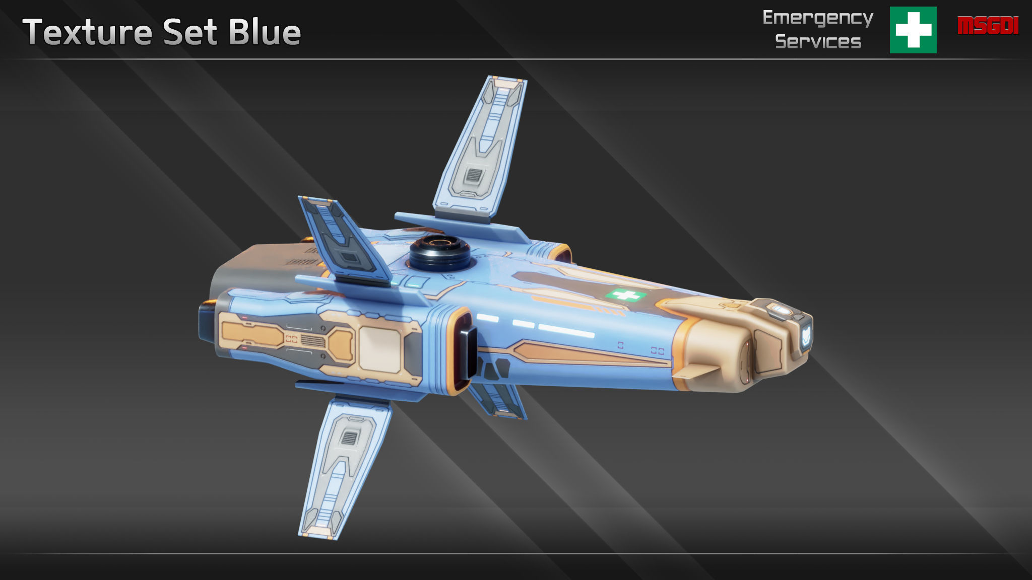 Spaceship ES12 Ambulance Ship Low-poly 3D model_6