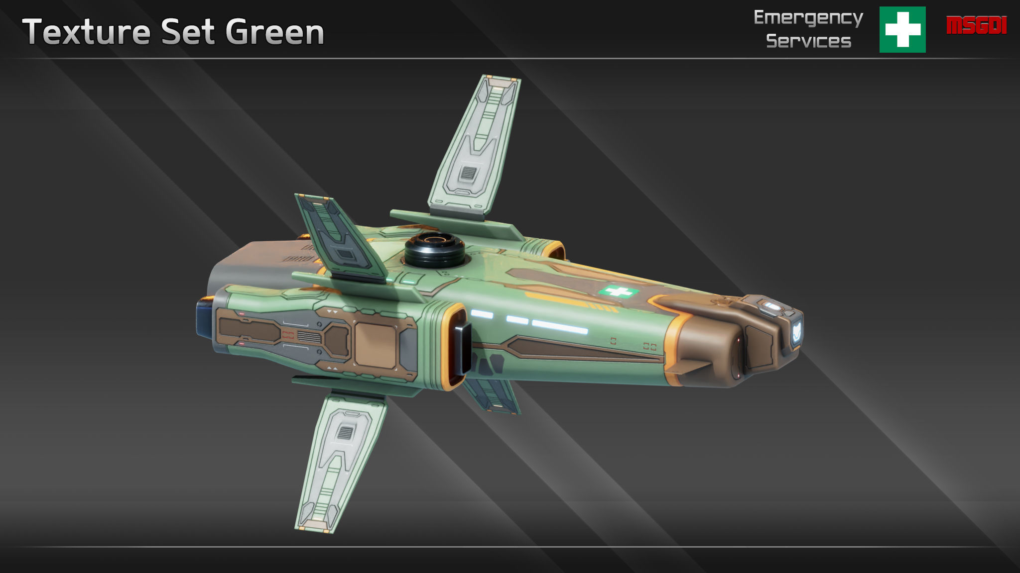 Spaceship ES12 Ambulance Ship Low-poly 3D model_7