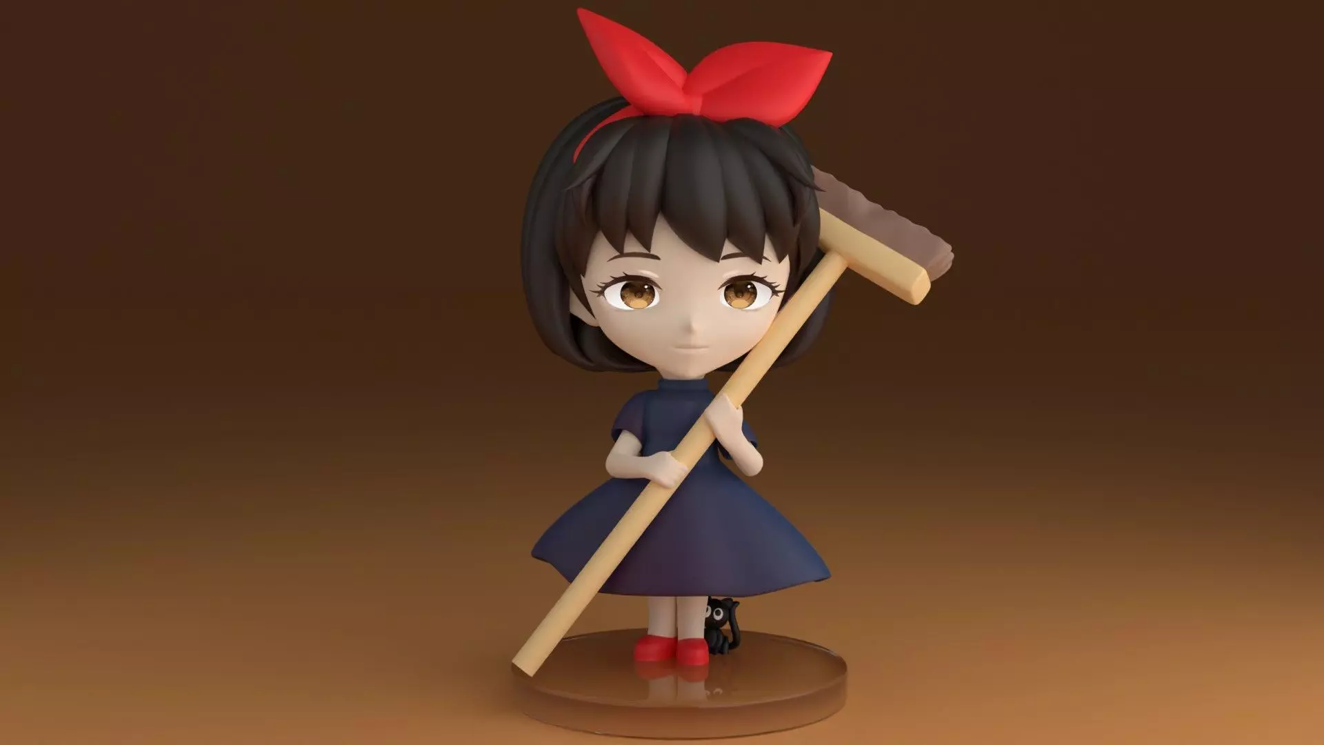 CHIBI13 girl holding broom 3D print model