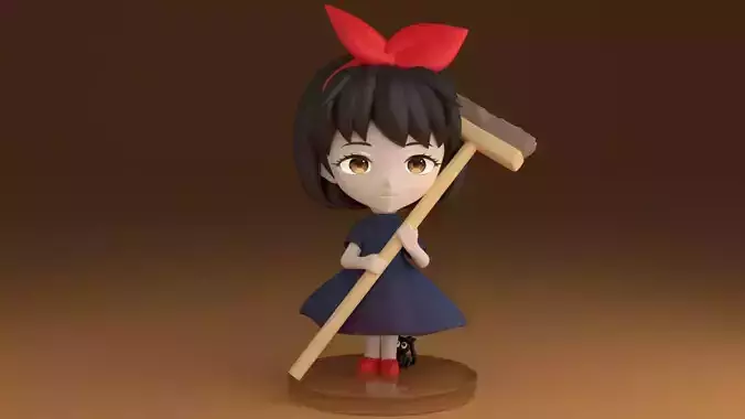 CHIBI13 girl holding broom