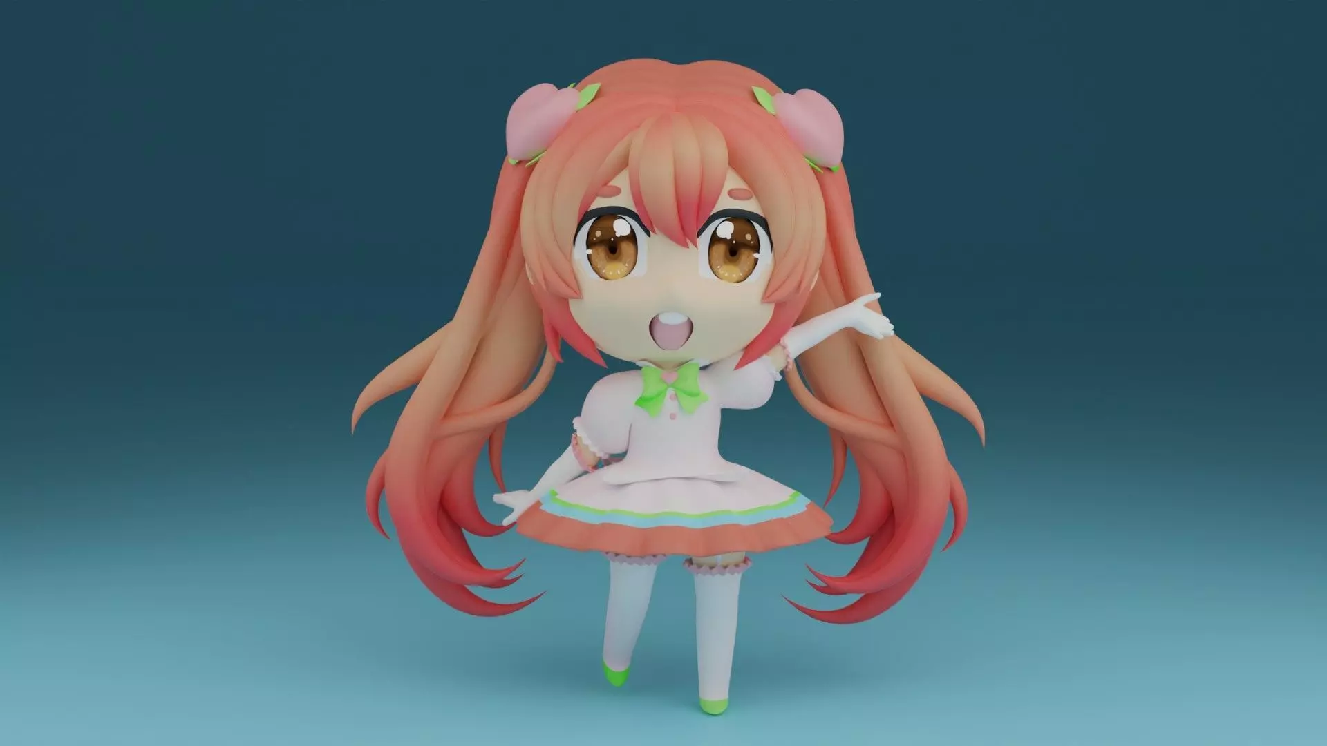 CHIBI11 anime girl with long hair and dress 3D print model_0