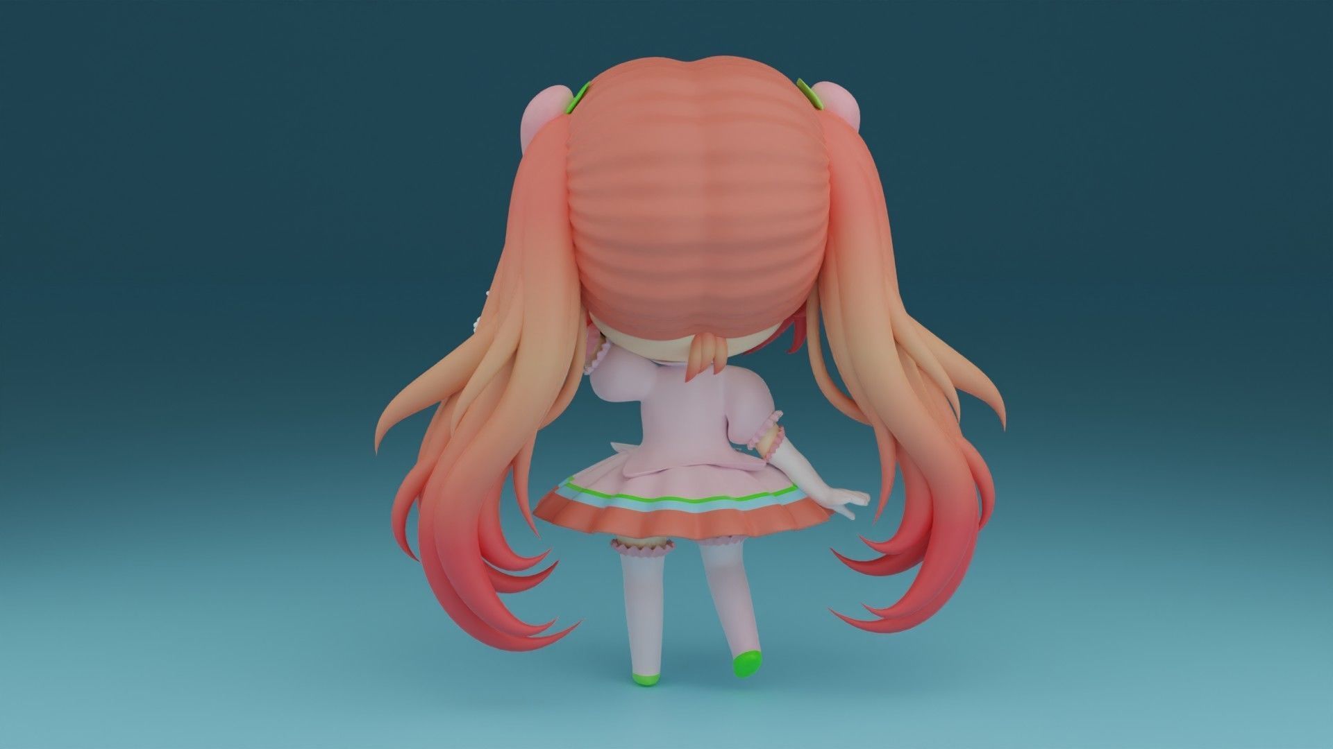 CHIBI11 anime girl with long hair and dress 3D print model_5