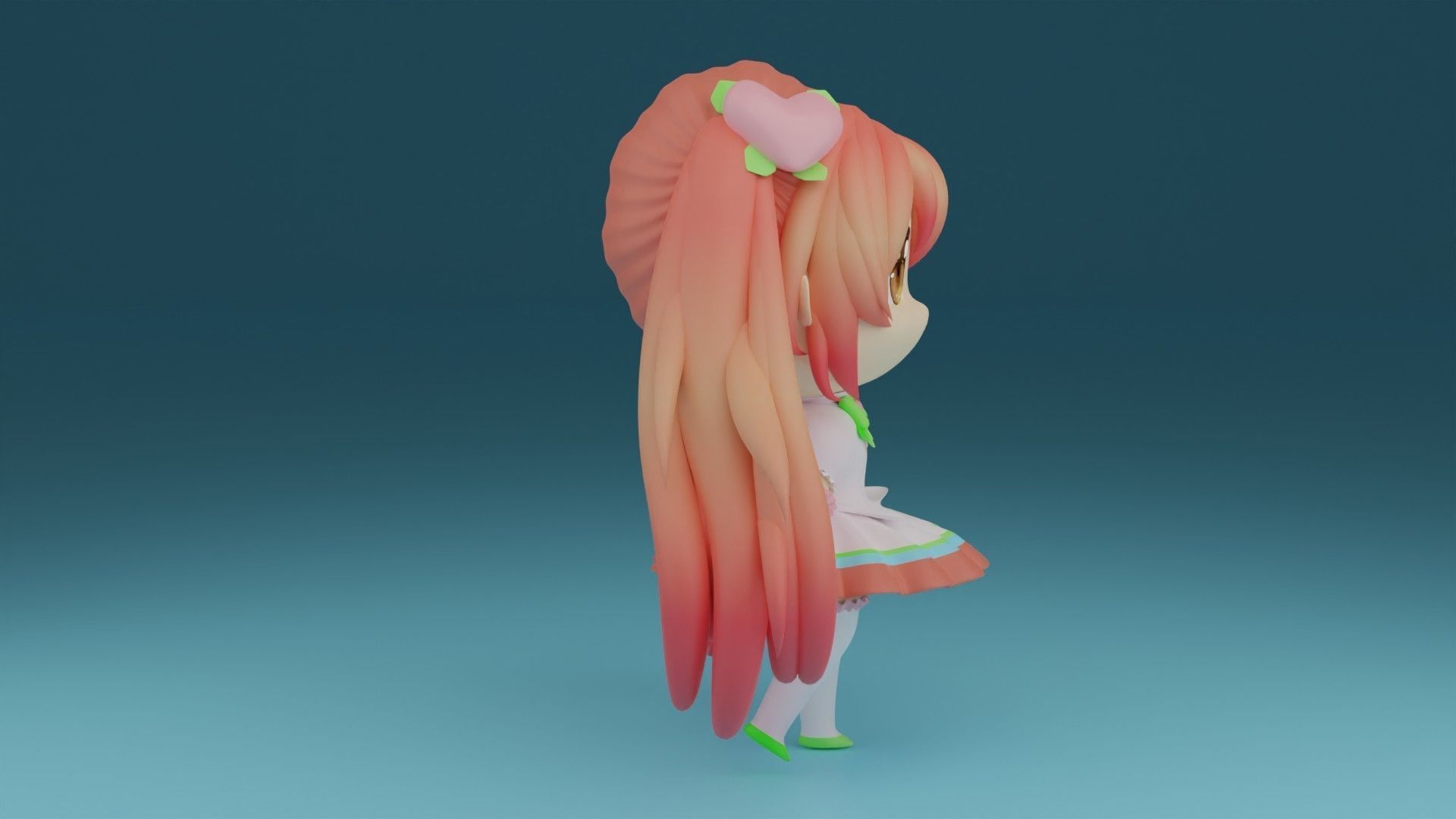 CHIBI11 anime girl with long hair and dress 3D print model_6
