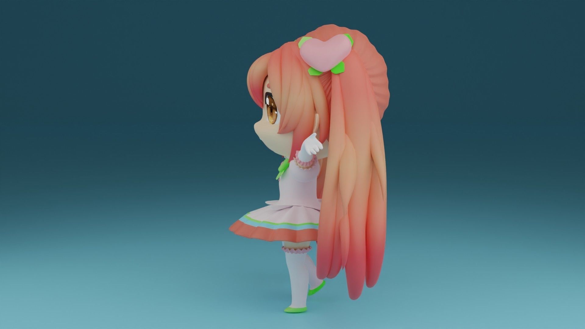 CHIBI11 anime girl with long hair and dress 3D print model_3