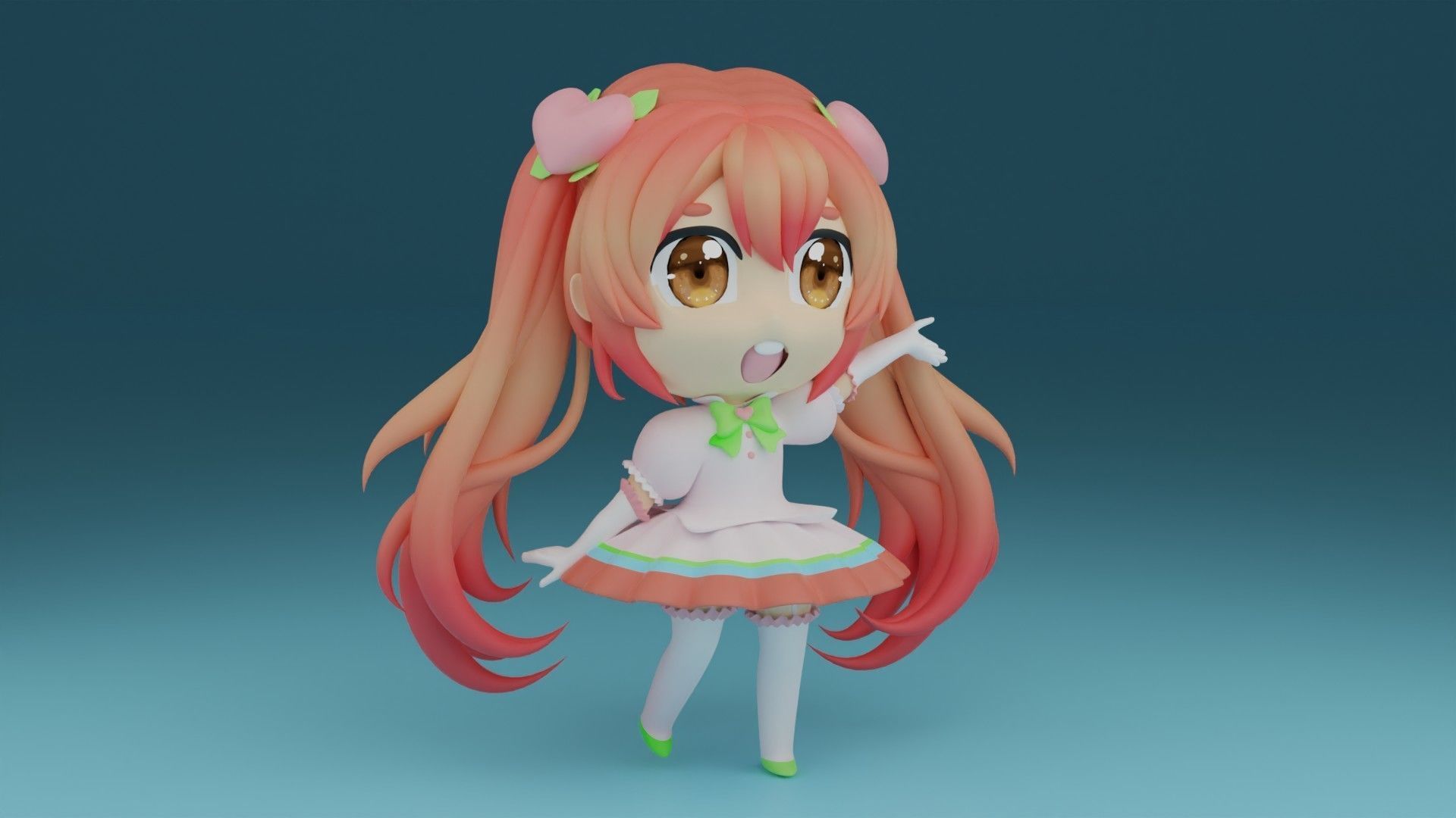 CHIBI11 anime girl with long hair and dress 3D print model_7
