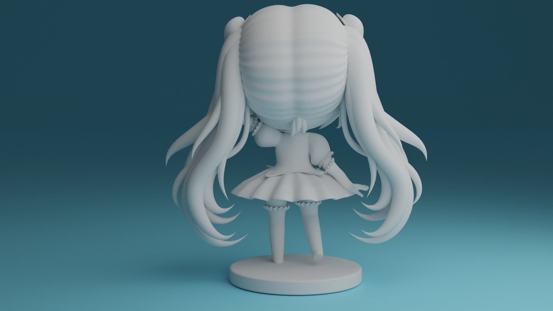 CHIBI11 anime girl with long hair and dress 3D print model_9