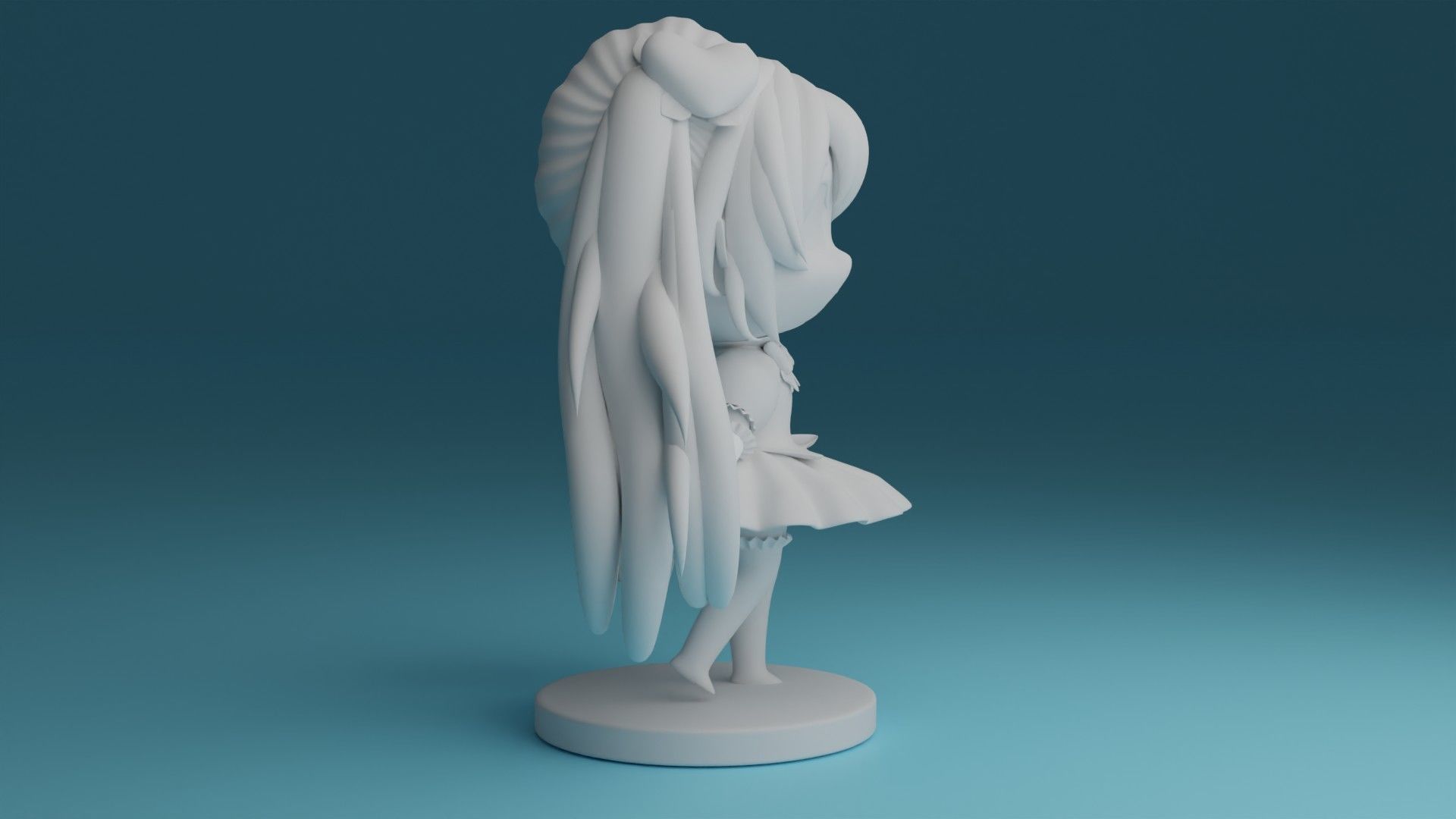 CHIBI11 anime girl with long hair and dress 3D print model_8