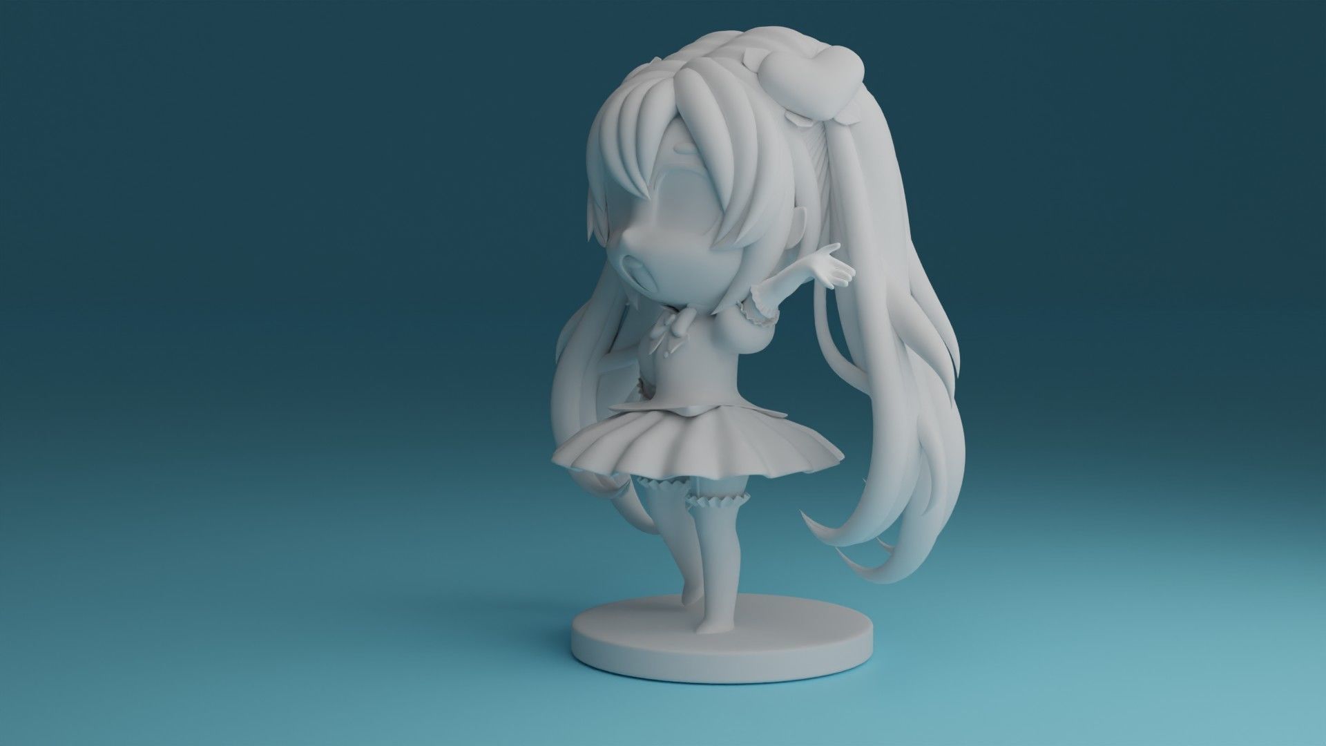 CHIBI11 anime girl with long hair and dress 3D print model_10