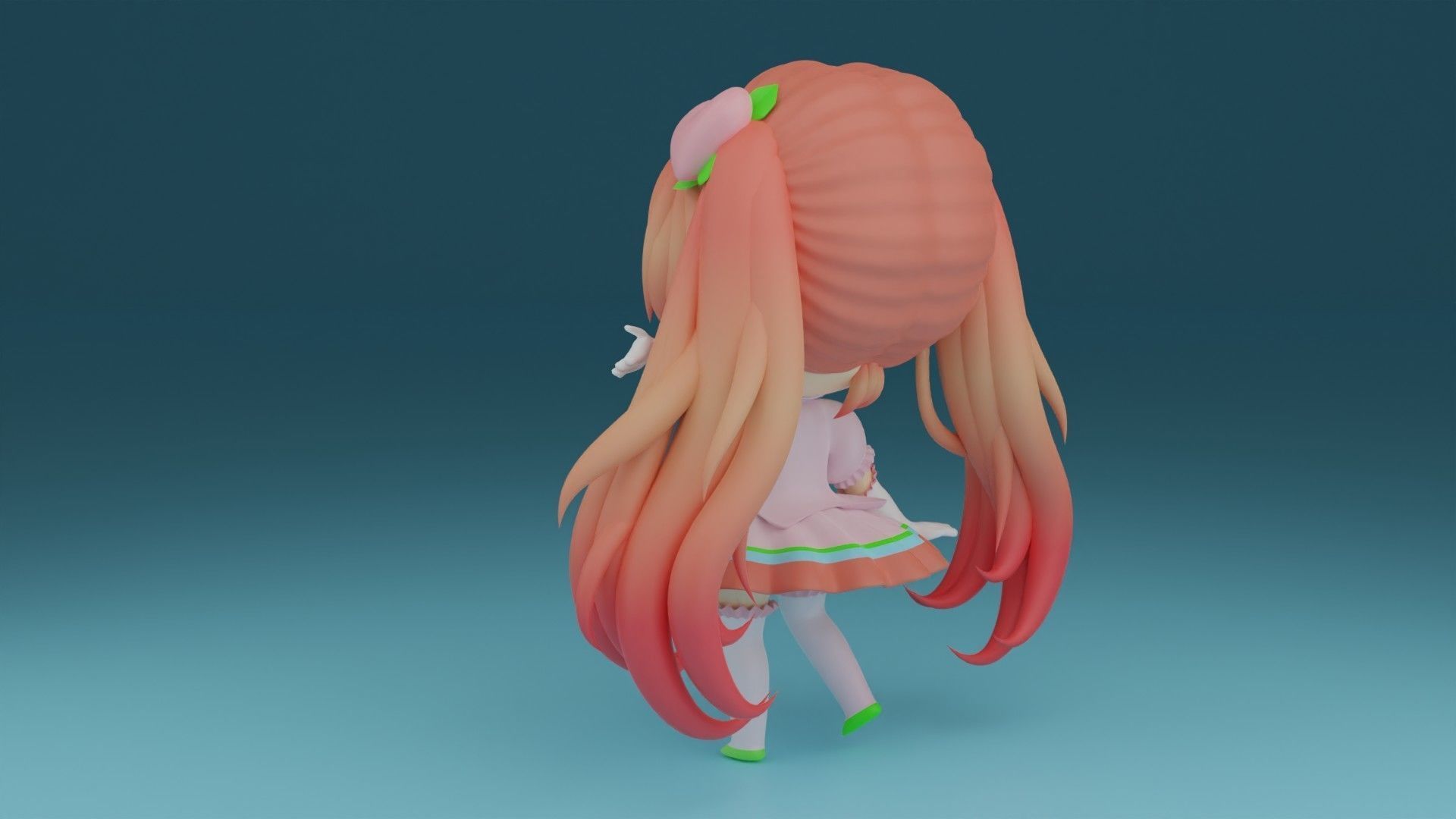 CHIBI11 anime girl with long hair and dress 3D print model_4