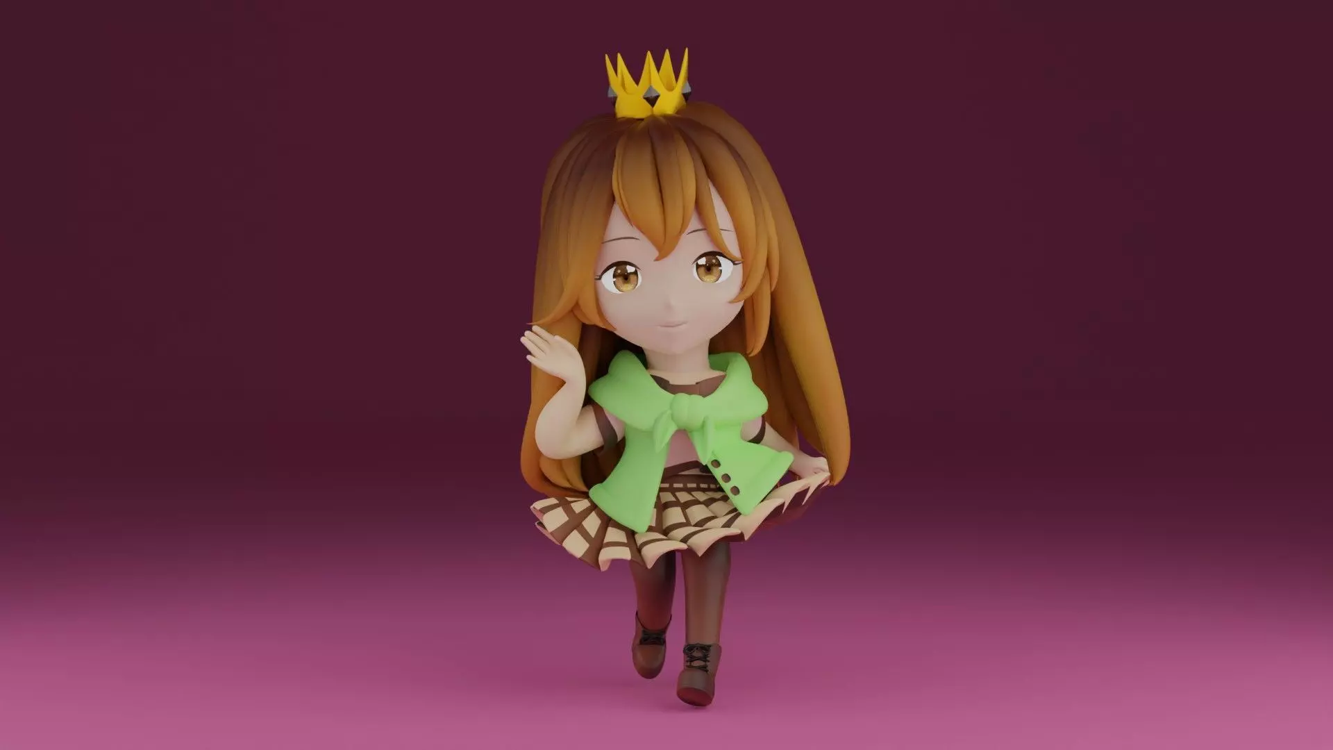 chibi10 girl wearing crown 3D print model