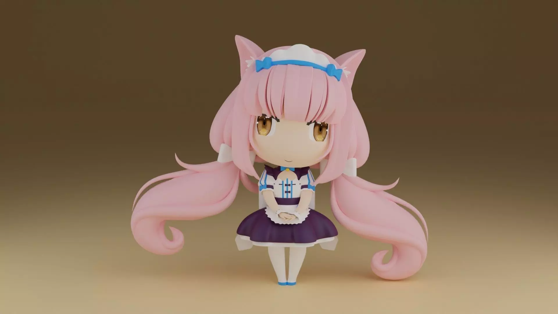 chibi04 anime figure with hair 3D print model