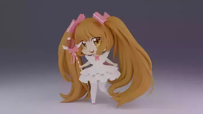 chibi03 girl with long hair and bow