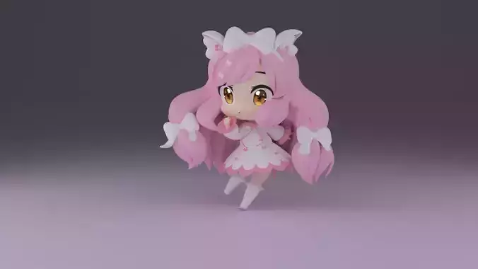 chibi02 anime girl with hair and dress