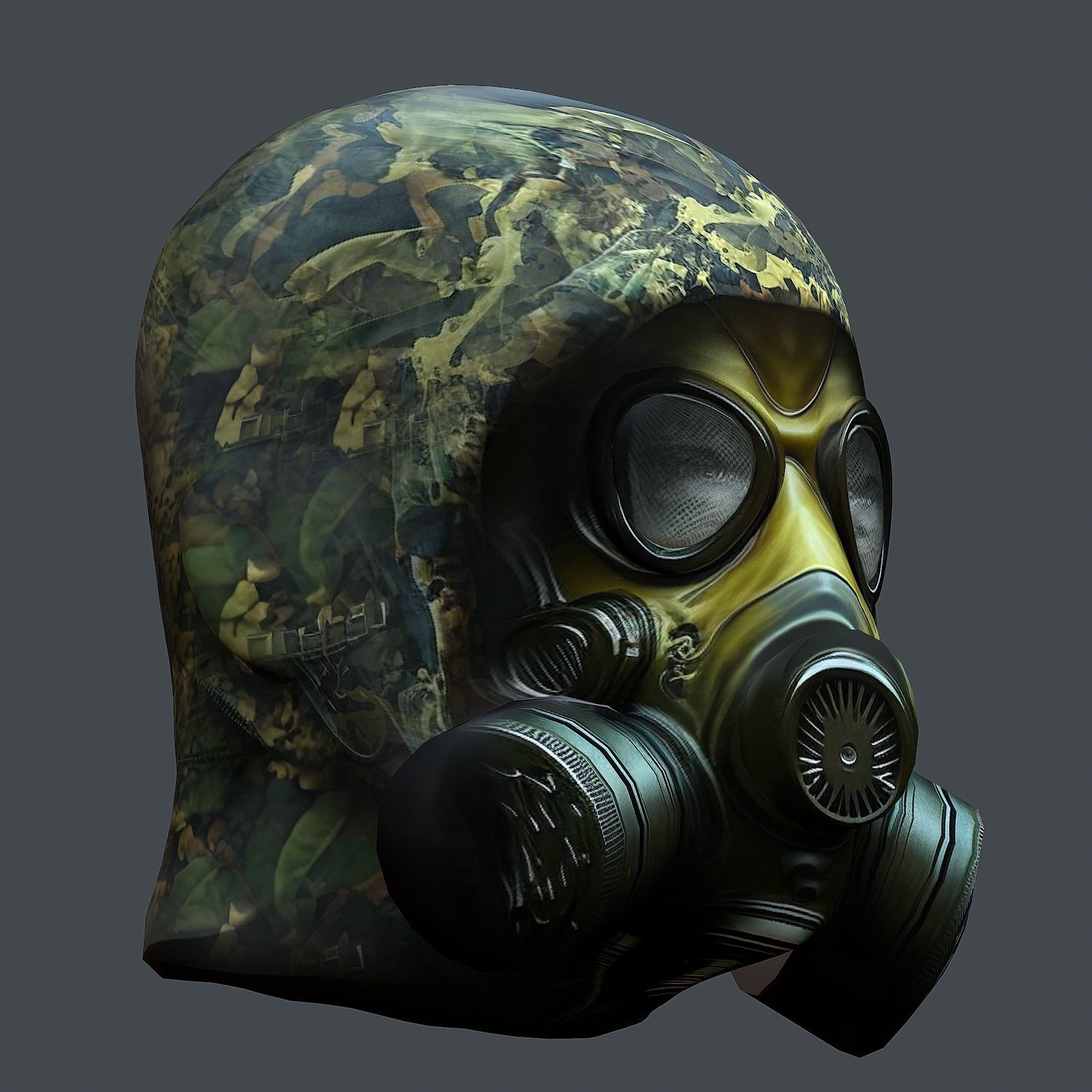 Gas mask helmet 3d model military combat Low-poly  Low-poly 3D model_7