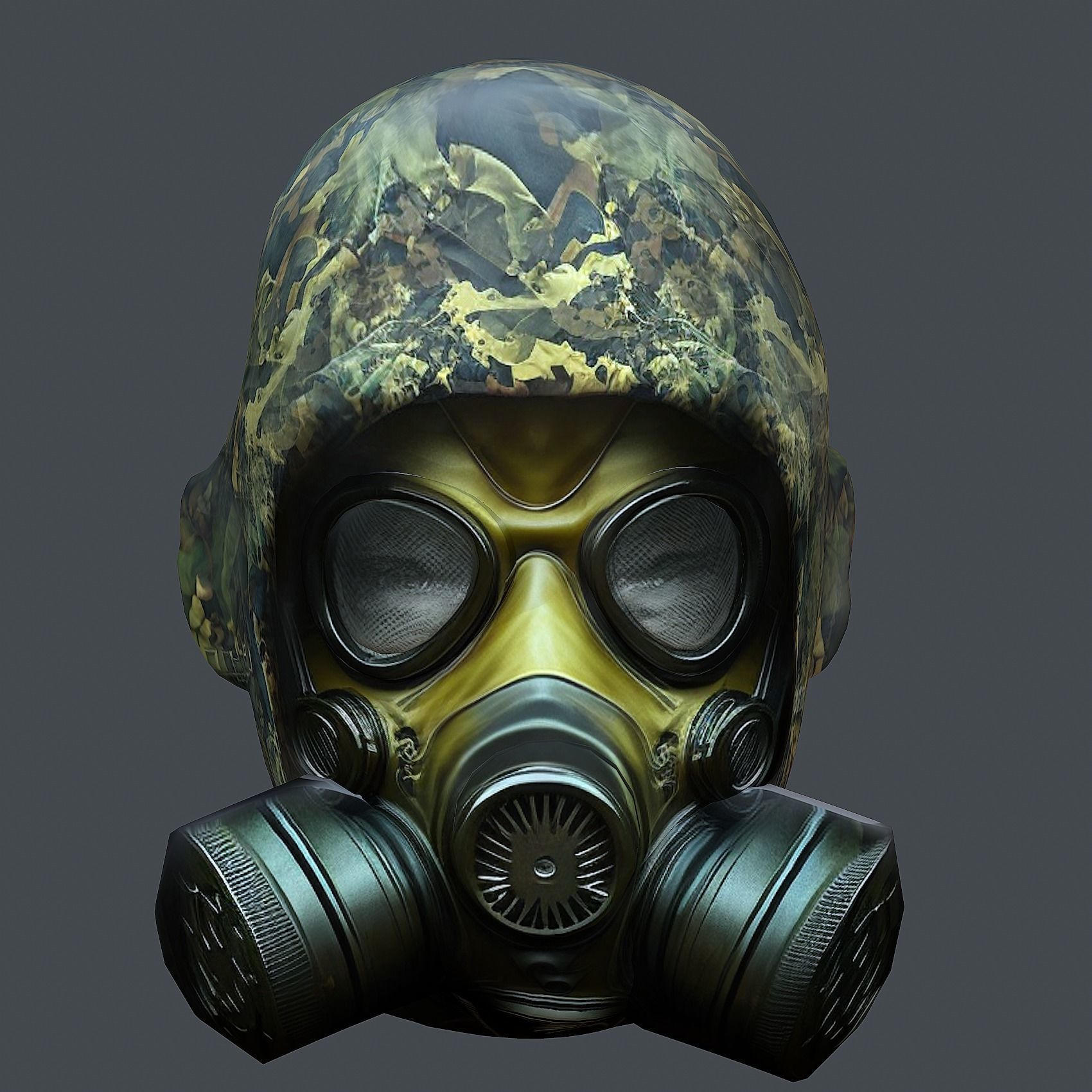 Gas mask helmet 3d model military combat Low-poly  Low-poly 3D model_4