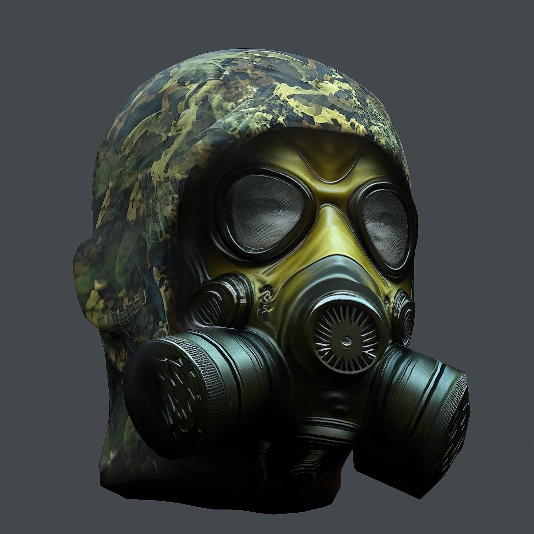 Gas mask helmet 3d model military combat Low-poly  Low-poly 3D model_2