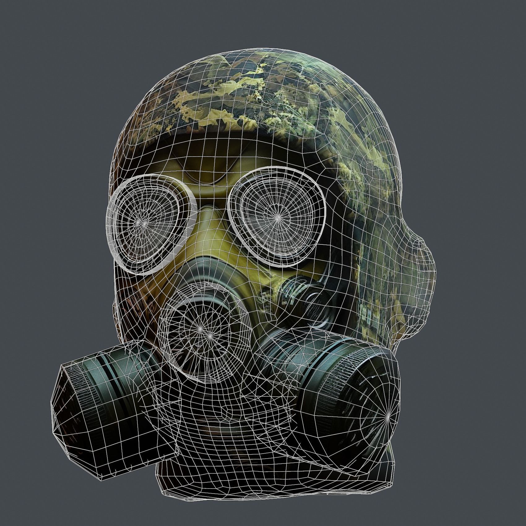 Gas mask helmet 3d model military combat Low-poly  Low-poly 3D model_10