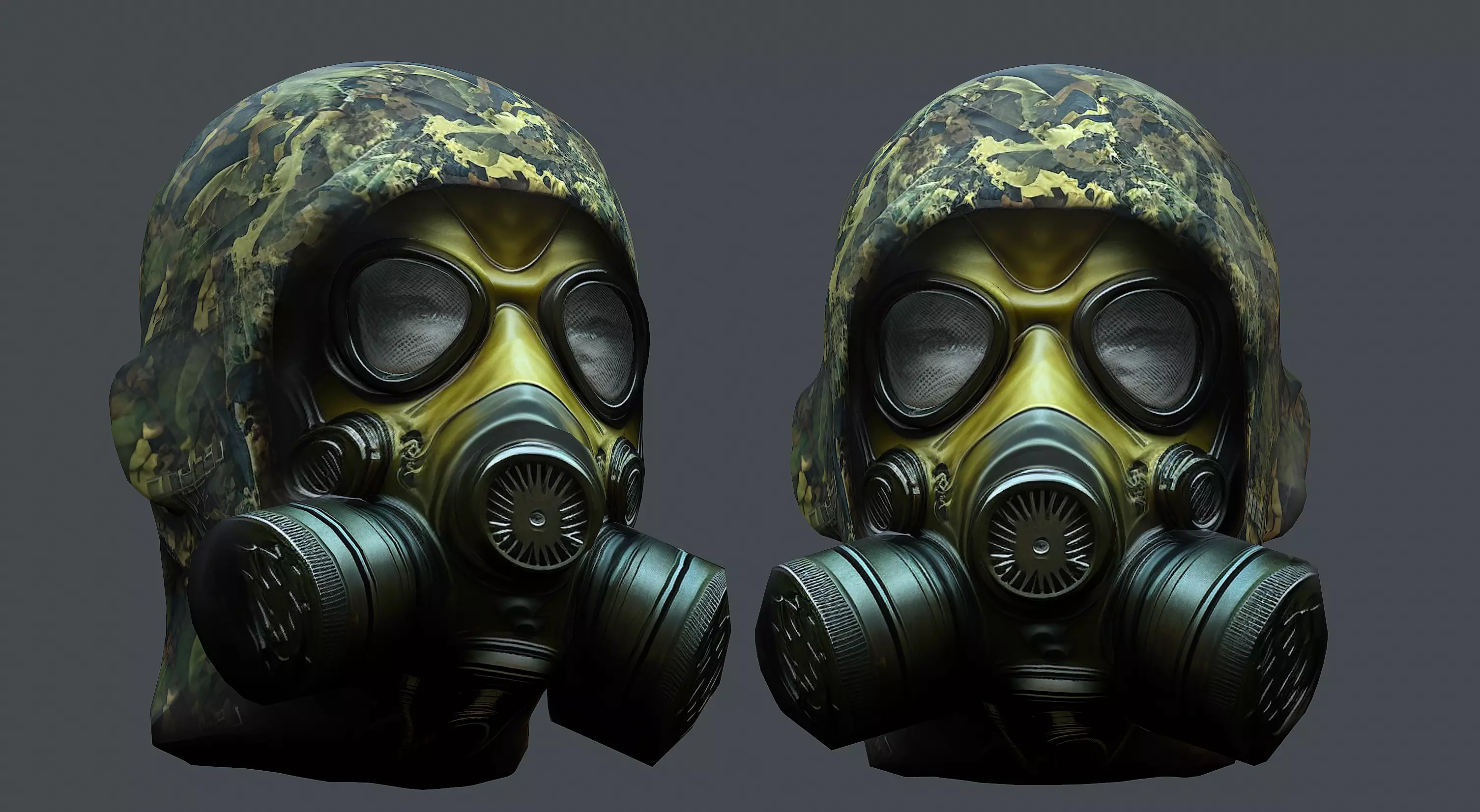 Gas mask helmet 3d model military combat Low-poly  Low-poly 3D model_0