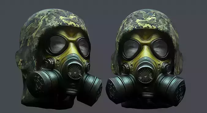 Gas mask helmet 3d model military combat Low-poly 