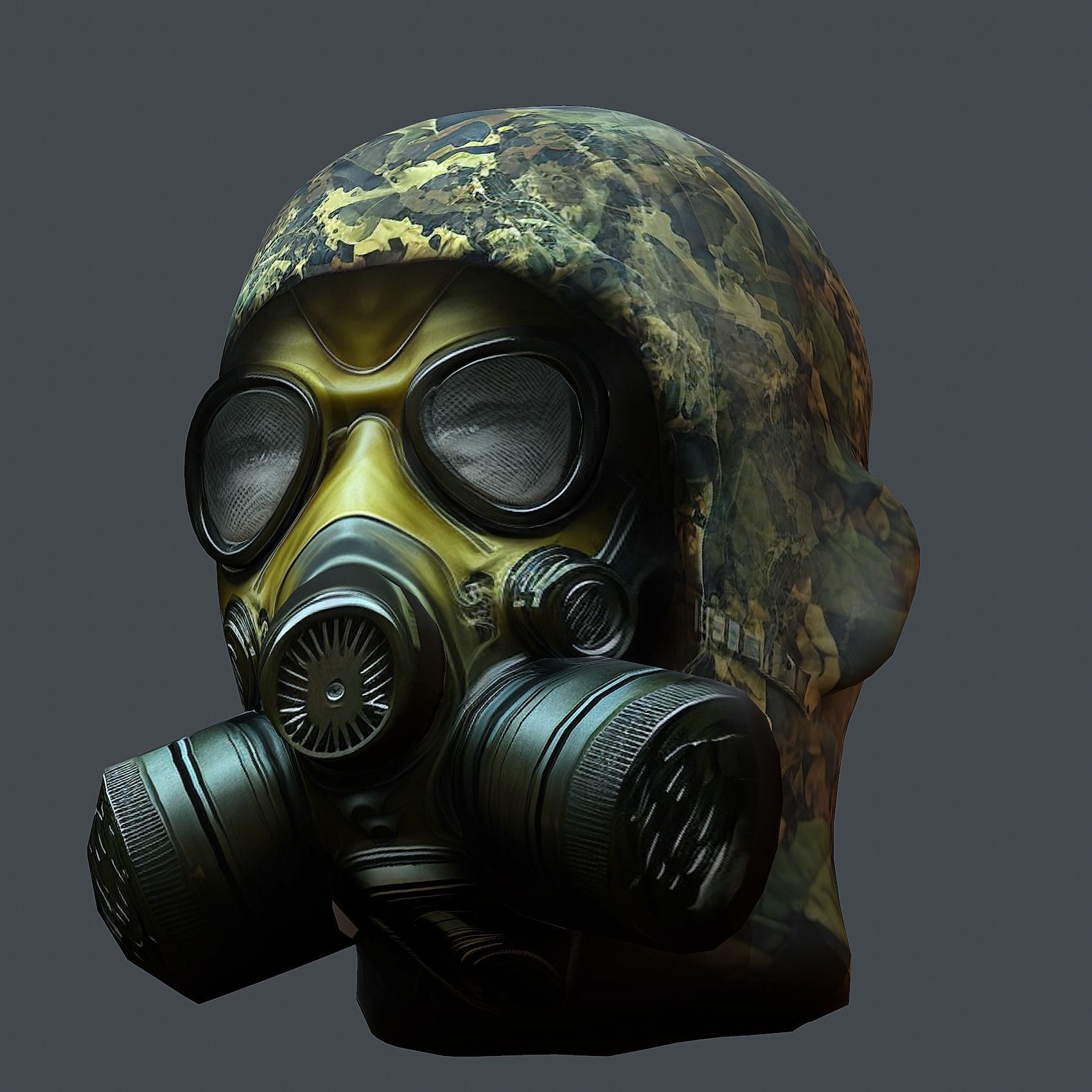 Gas mask helmet 3d model military combat Low-poly  Low-poly 3D model_3