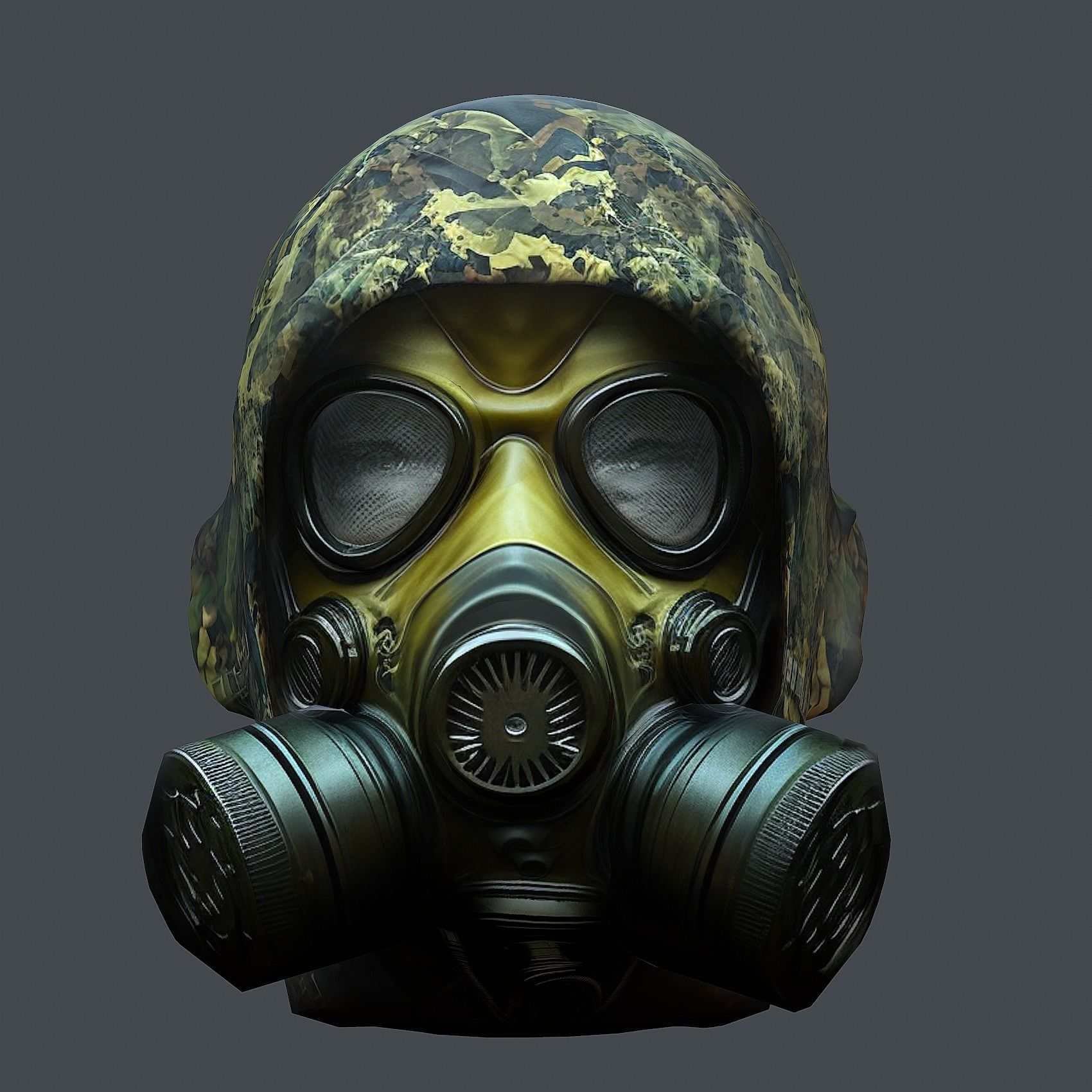 Gas mask helmet 3d model military combat Low-poly  Low-poly 3D model_1