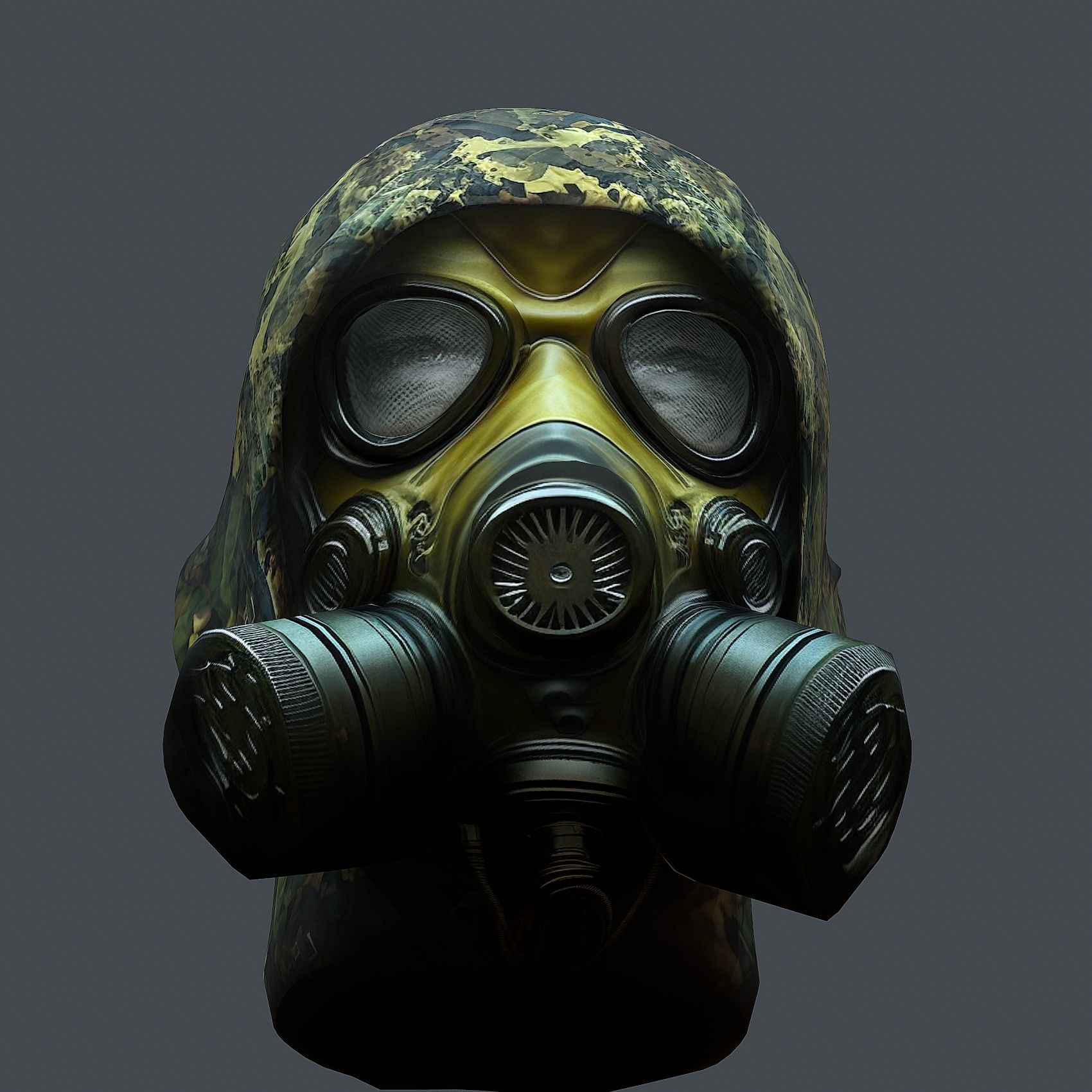 Gas mask helmet 3d model military combat Low-poly  Low-poly 3D model_5