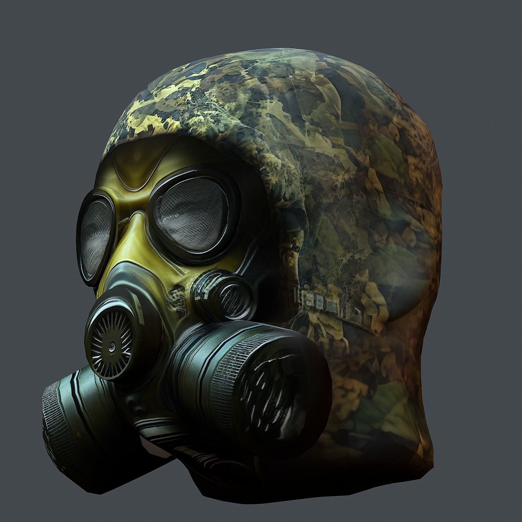 Gas mask helmet 3d model military combat Low-poly  Low-poly 3D model_6