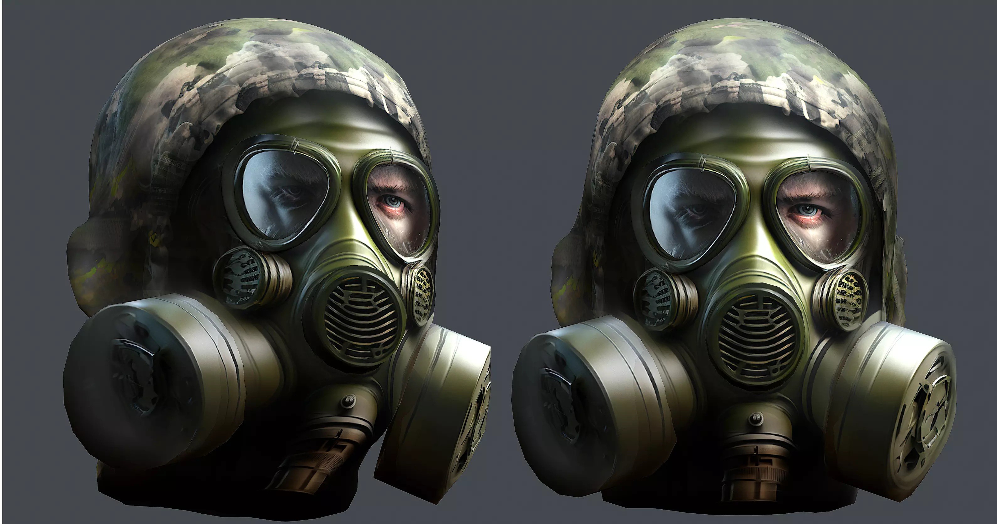 Gas mask helmet 3d model military combat  Low-poly 3D model_0