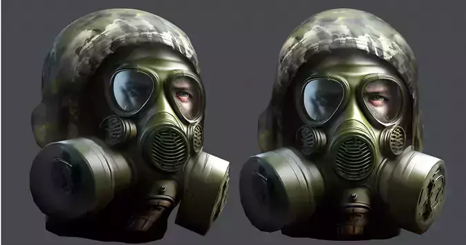 Gas mask helmet 3d model military combat 