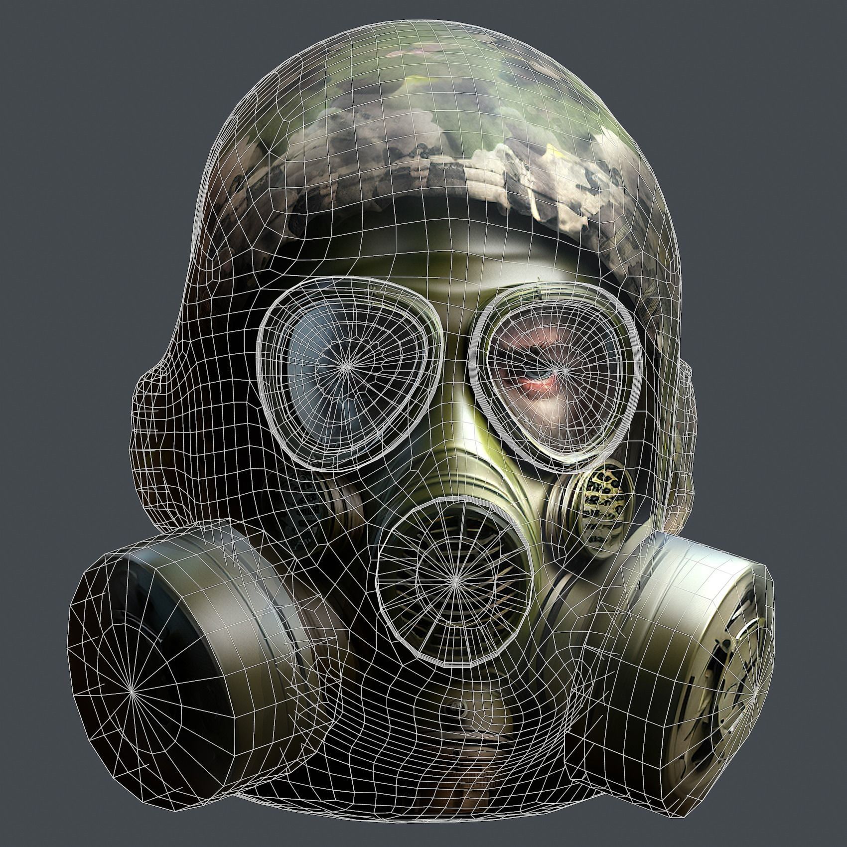 Gas mask helmet 3d model military combat  Low-poly 3D model_10