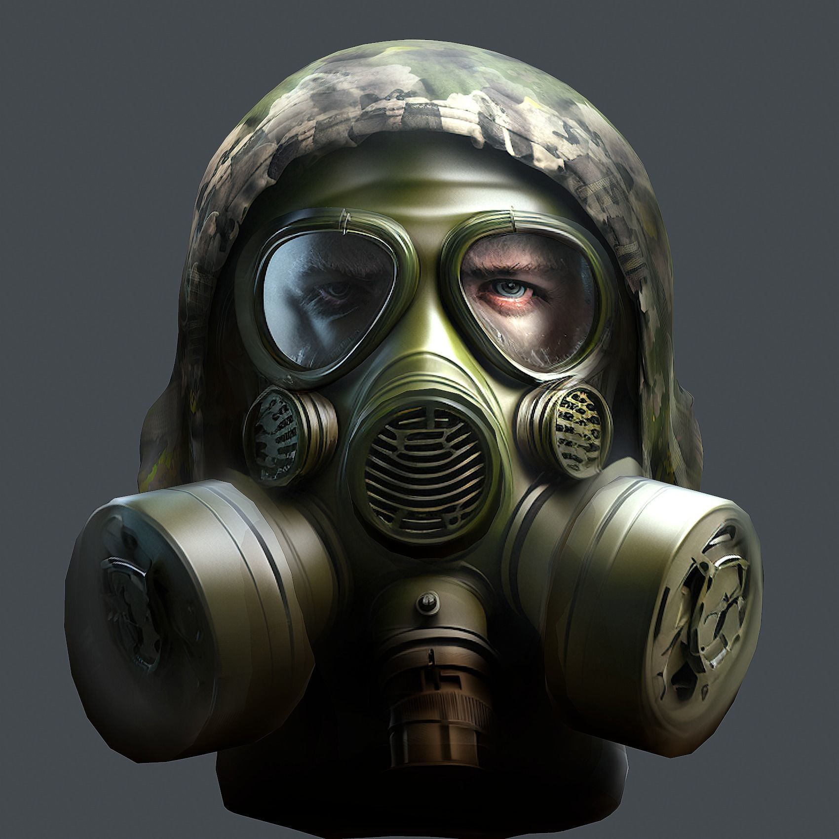 Gas mask helmet 3d model military combat  Low-poly 3D model_5