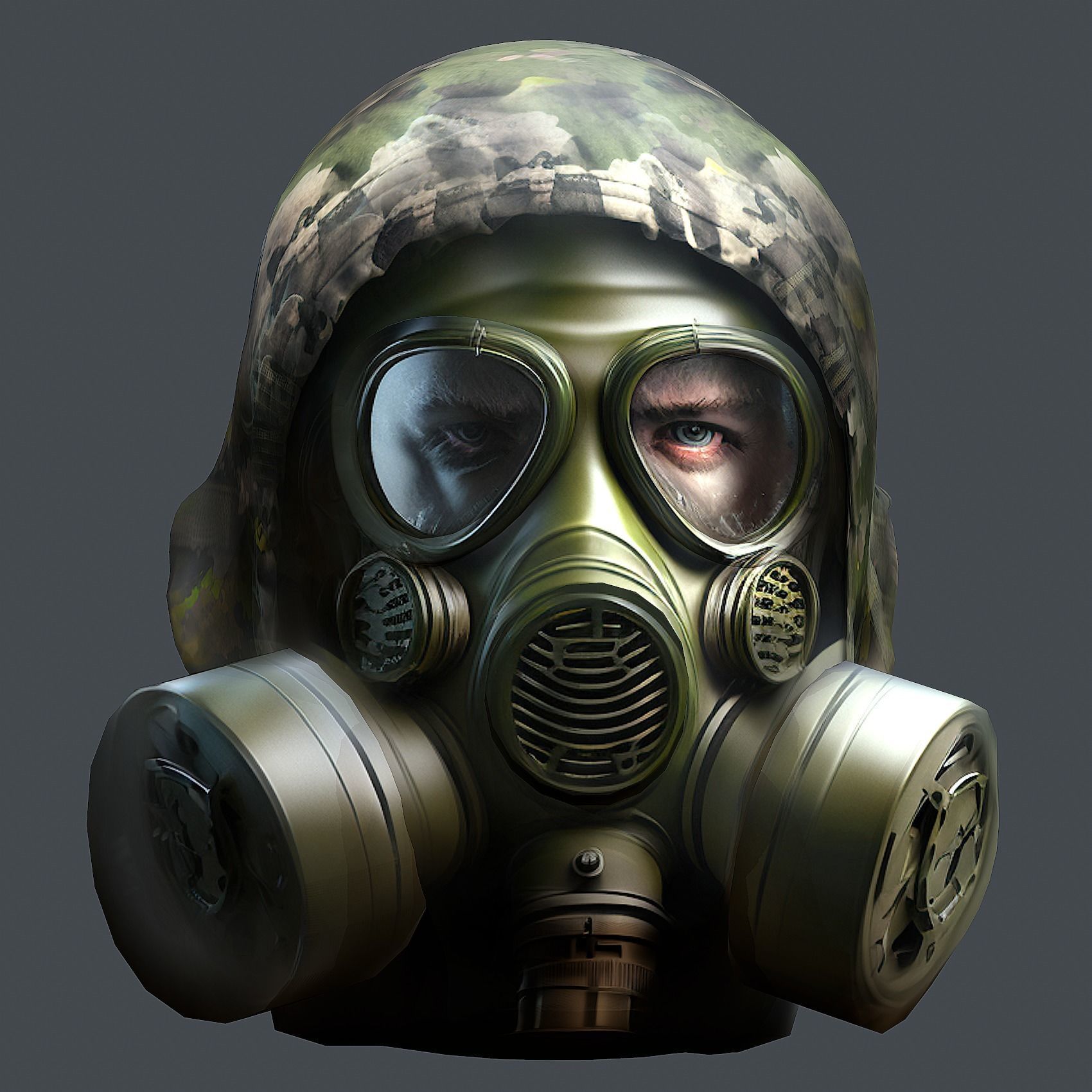 Gas mask helmet 3d model military combat  Low-poly 3D model_1