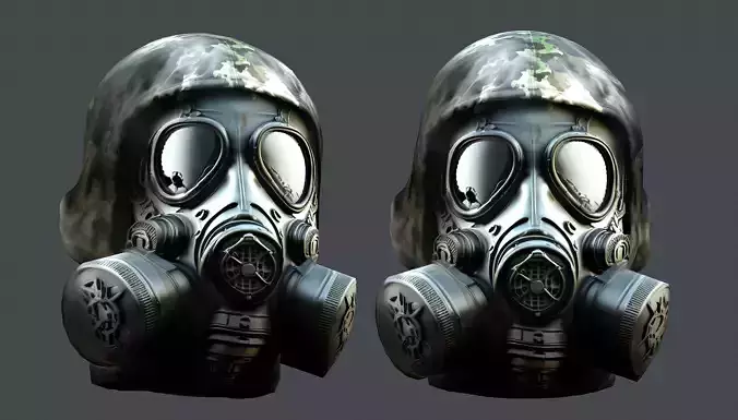 Gas mask helmet 3d model military combat Low-poly 