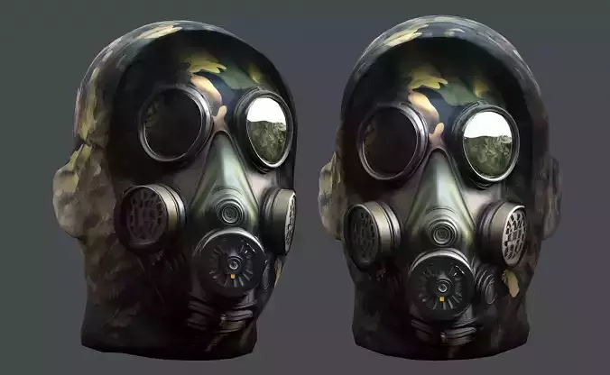 Gas mask helmet 3d model military combat Low-poly
