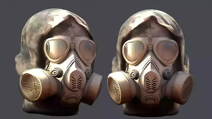 Gas mask helmet 3d model military combat