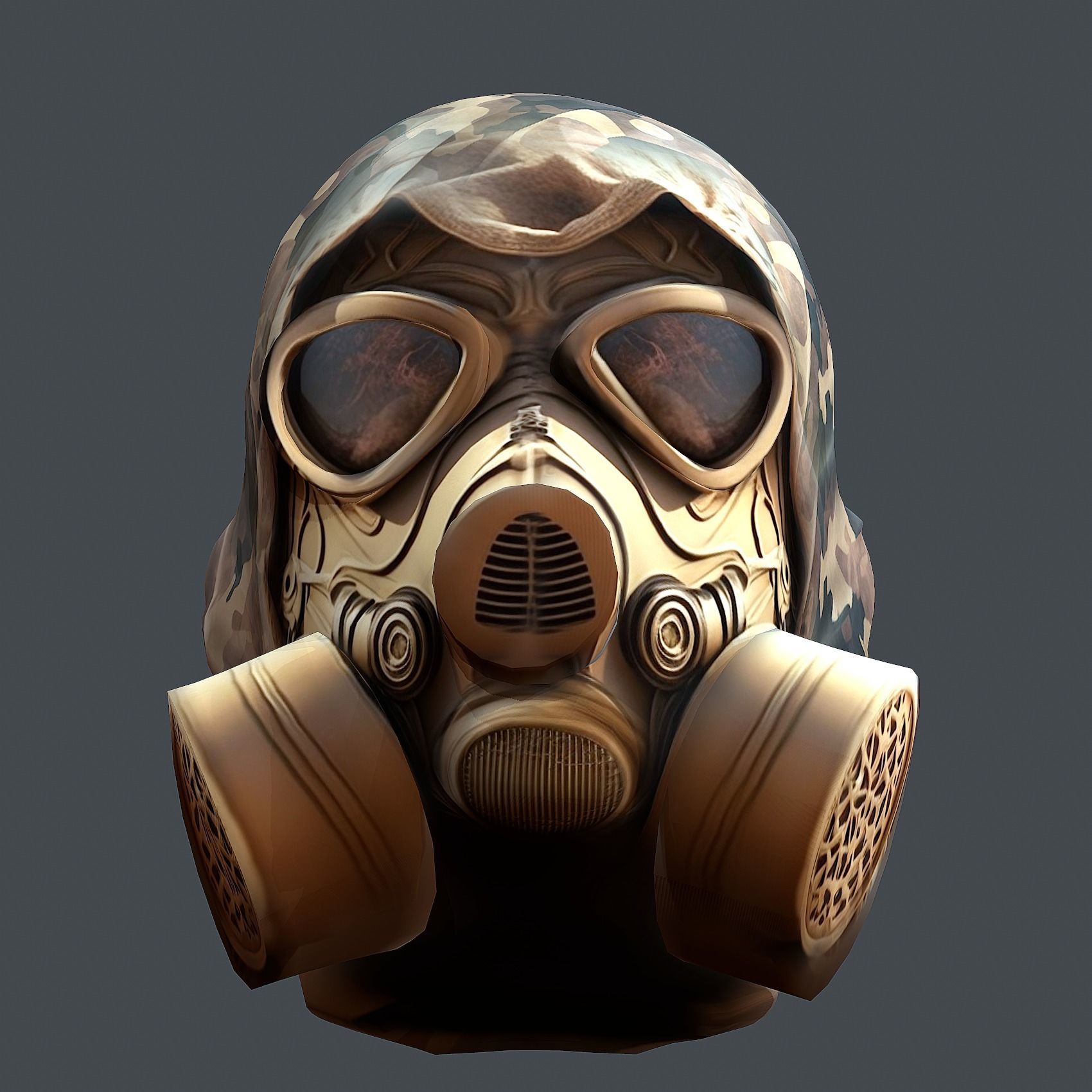 Gas mask helmet 3d model military combat Low-poly Low-poly 3D model_5