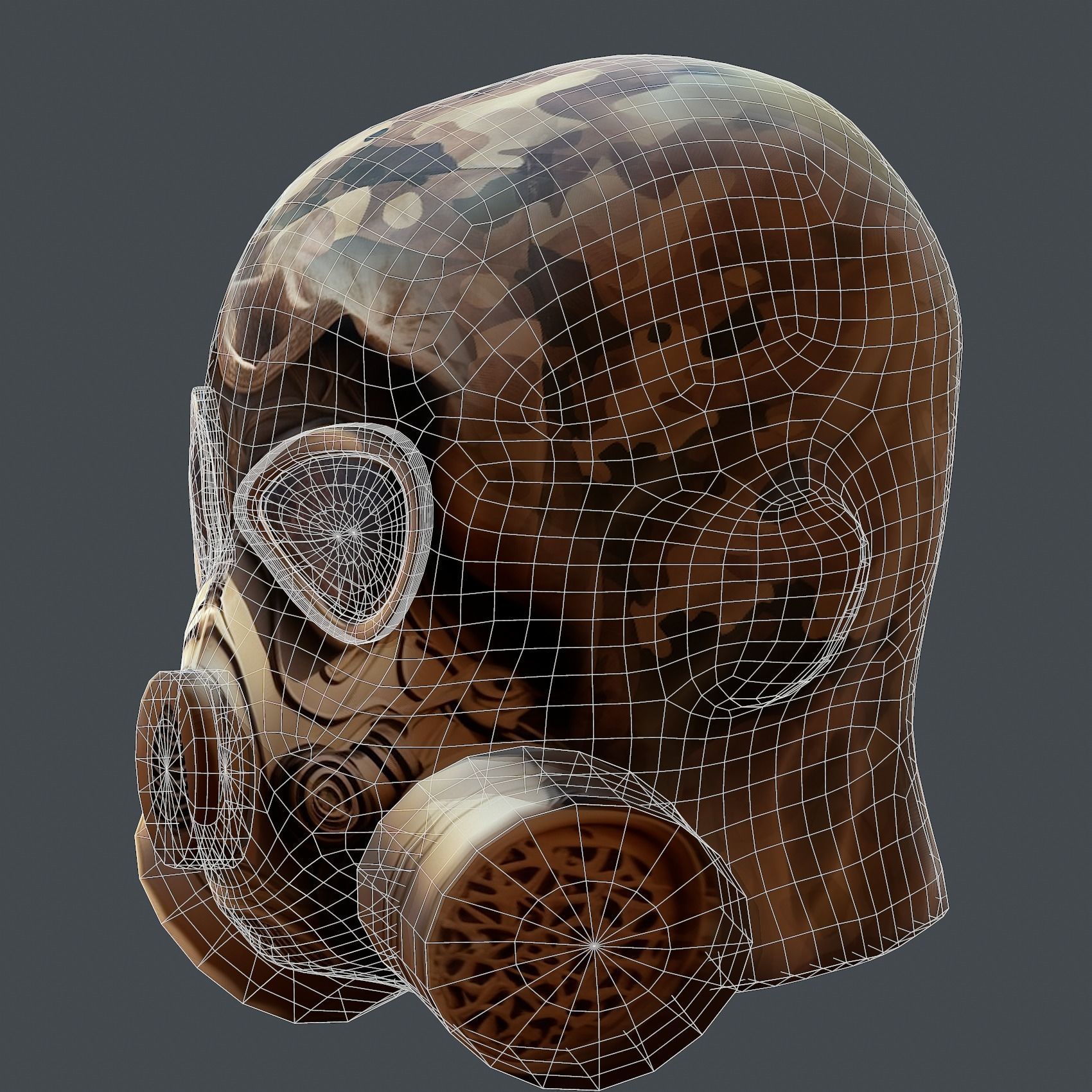 Gas mask helmet 3d model military combat Low-poly Low-poly 3D model_9