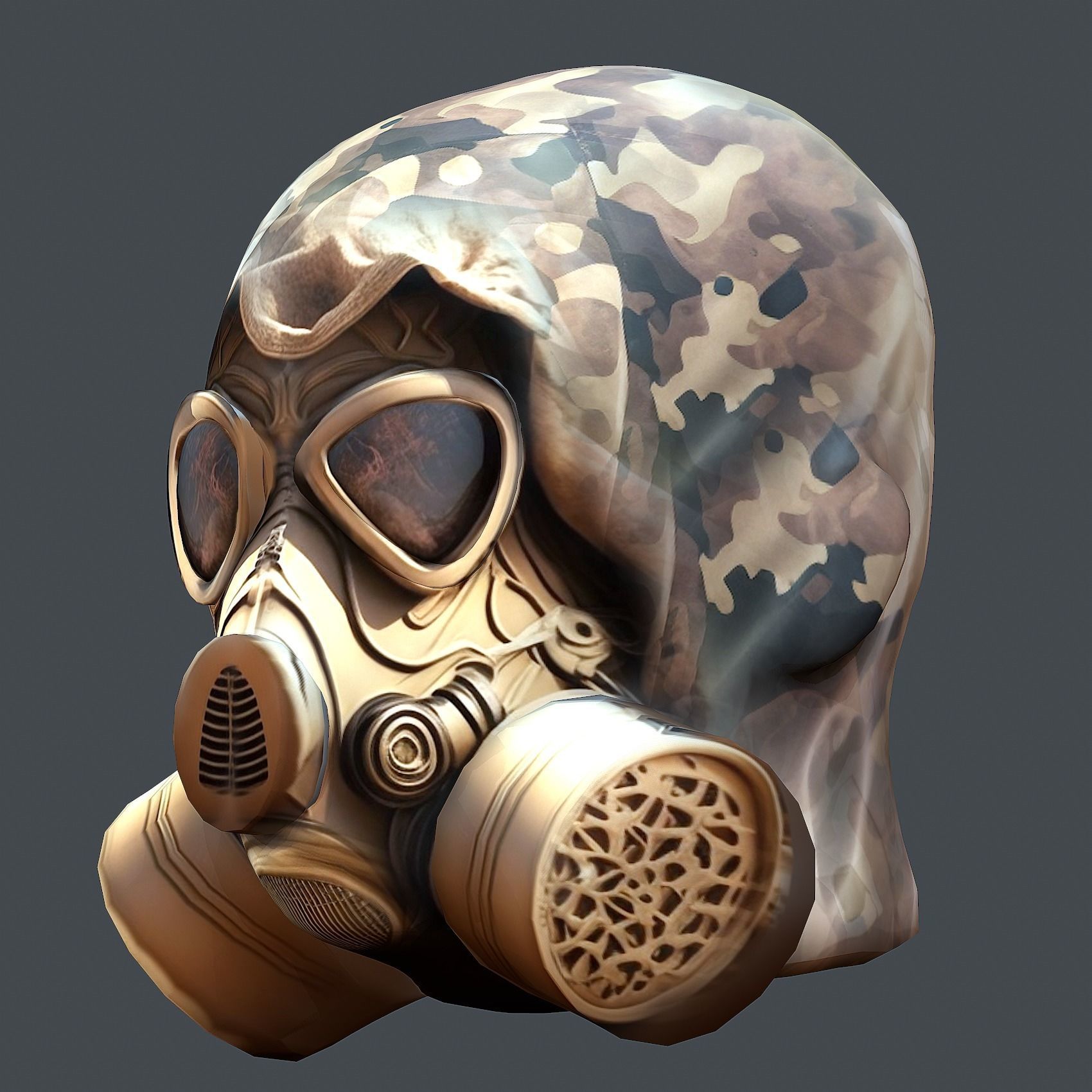 Gas mask helmet 3d model military combat Low-poly Low-poly 3D model_7