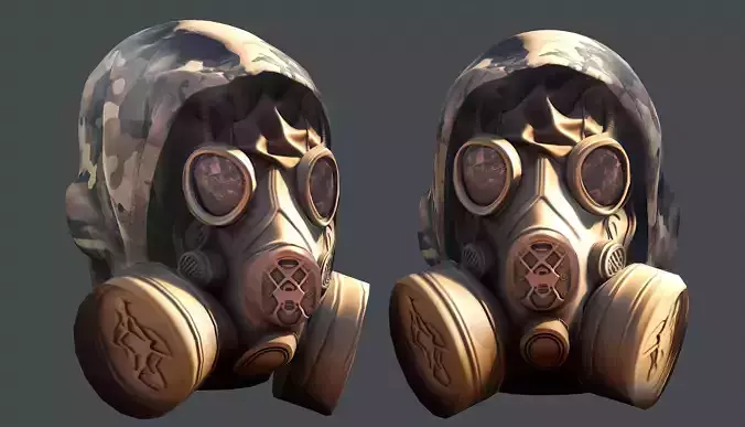 Gas mask helmet 3d model military combat Low-poly 3D model  Low-poly 3D model