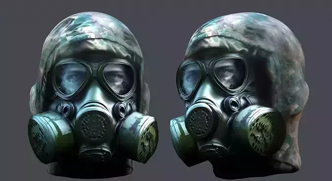 Gas mask helmet 3d model military combat Low-poly Low-poly