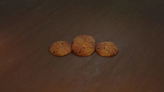 Oat cookie Low-poly 3D model