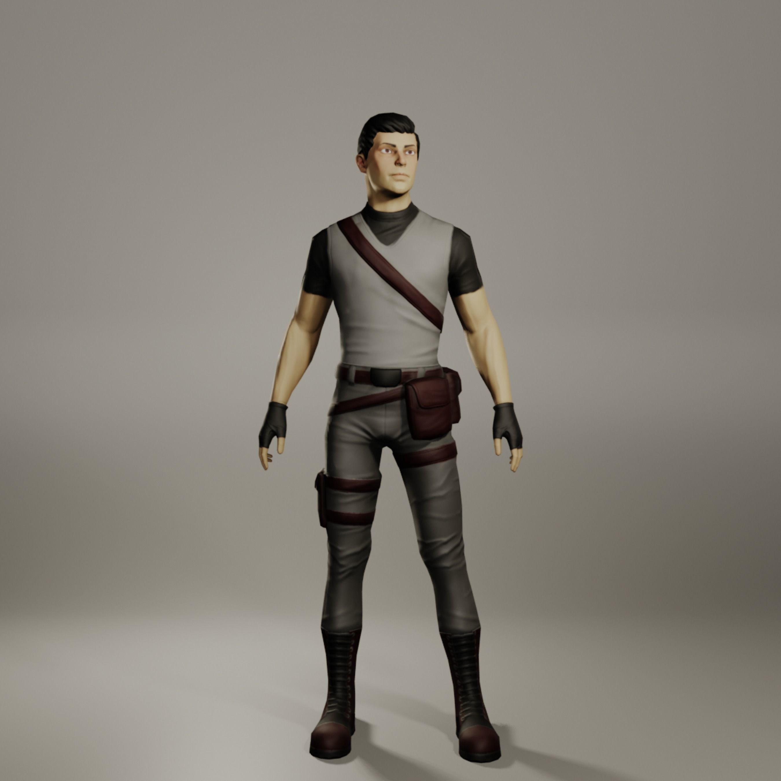 Male  Adventurer Low Poly Char Free low-poly 3D model_6