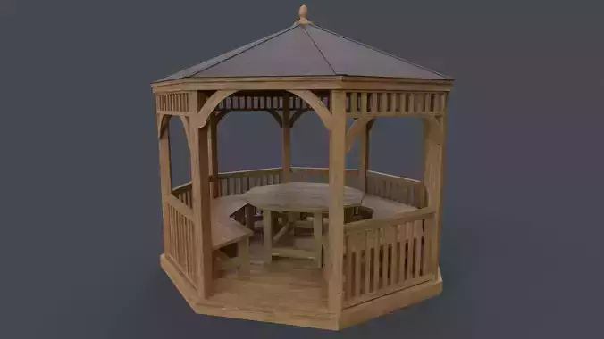 PBR Wooden Pergola Gazebo E3