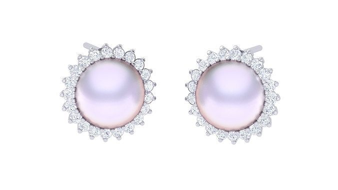 Women Pearl Earrings 3dm STL OBJ FBX Renders Details 3D print model