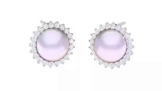 Women Pearl Earrings 3dm STL OBJ FBX Renders Details